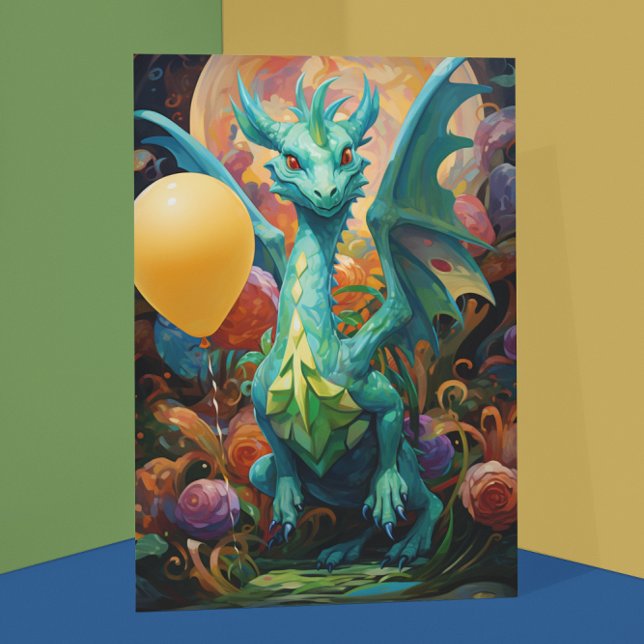 Carte Dragon avec ballons d'anniversaire (Créateur téléchargé)