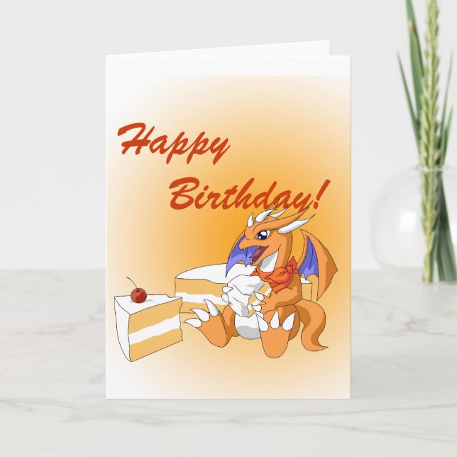 Carte Dragon Birthday avec White Cake Grey Card (Devant)