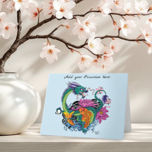 Carte Dragon d'eau chinois Poisson Koi