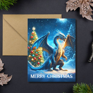 Carte Dragon disant Joyeux Noël