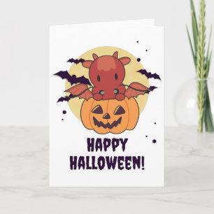 Carte Dragon En Citrouille Dragon Doux Halloween heureux