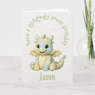 Carte Dragon en peluche pour l'anniversaire d'un jeune e