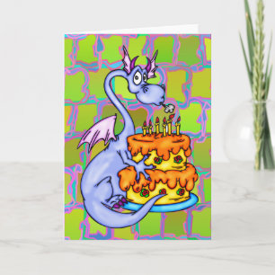 Carte Dragon et gâteau d'anniversaire