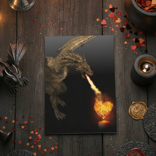 Carte Dragon Fire Respiration Coeur Amour Wyvern
