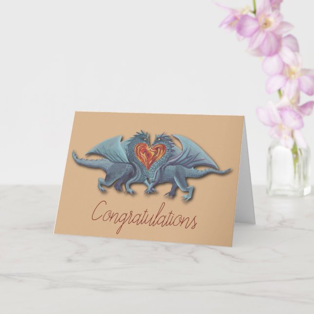 Carte Dragon Love Mariage/Fiançailles Félicitations (Orchidée)