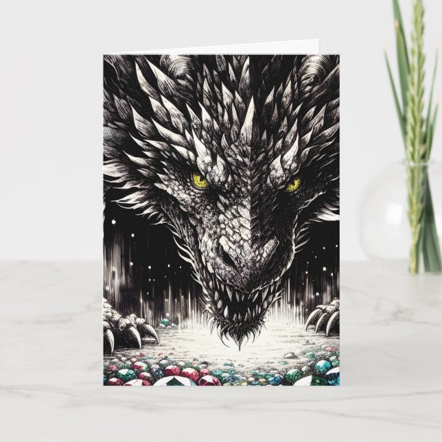 Carte Dragon Protégeant Son Trésor "Joyeux Anniversaire  (Devant)