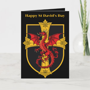 Carte Dragon Rouge Et Croix Médiévale