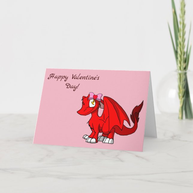 Carte Dragon SD Furry rouge avec noeud papillon pour la  (Devant)