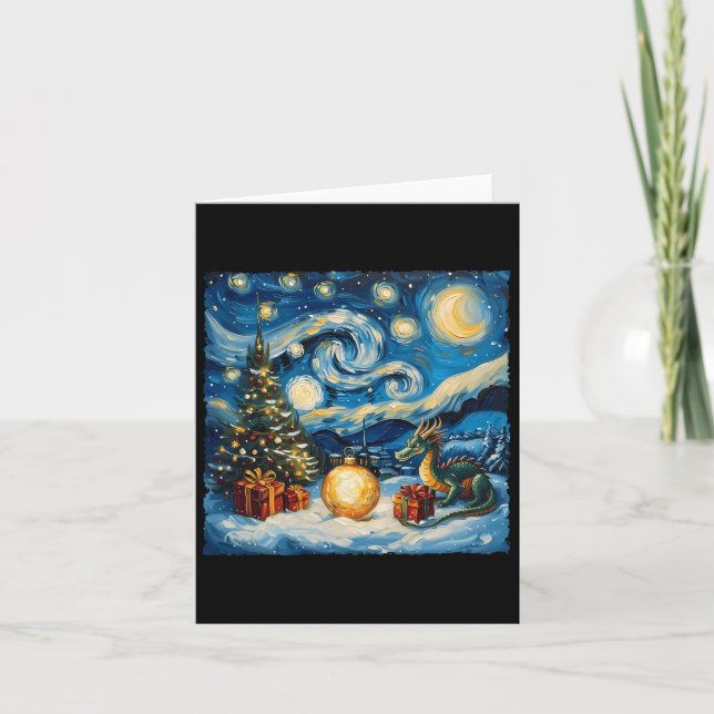 Carte Dragon Van Gogh Style Starry Night Christmas Winds (Devant)