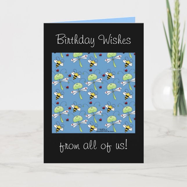 Carte Dragonflies, Bees et Ladybugs Collage (Devant)