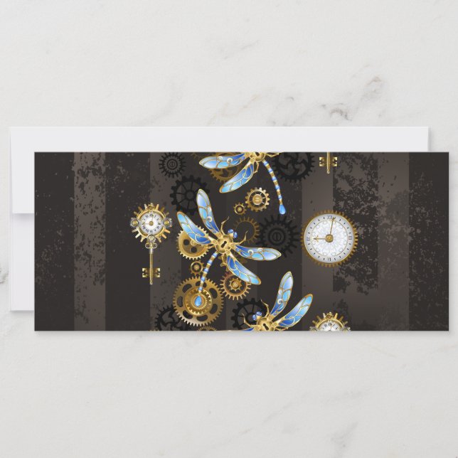 Carte Dragonflies de Steampunk sur arrière - plan rayé b (Devant)