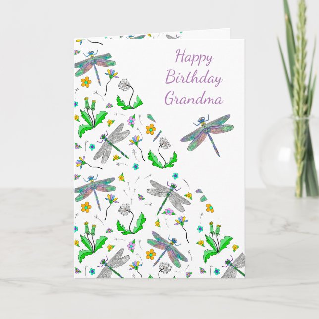Carte Dragonflies et Dandelions personnalisés Anniversai (Devant)