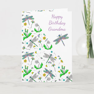 Carte Dragonflies et Dandelions personnalisés Anniversai