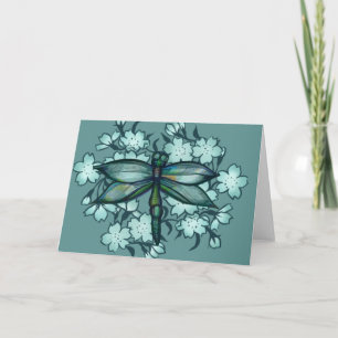 Carte Dragonfly Floral Art libellules fleurs art floral