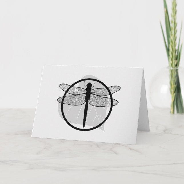 Carte Dragonfly on Leaf Dessin - Wildlife Circle Series (Devant)