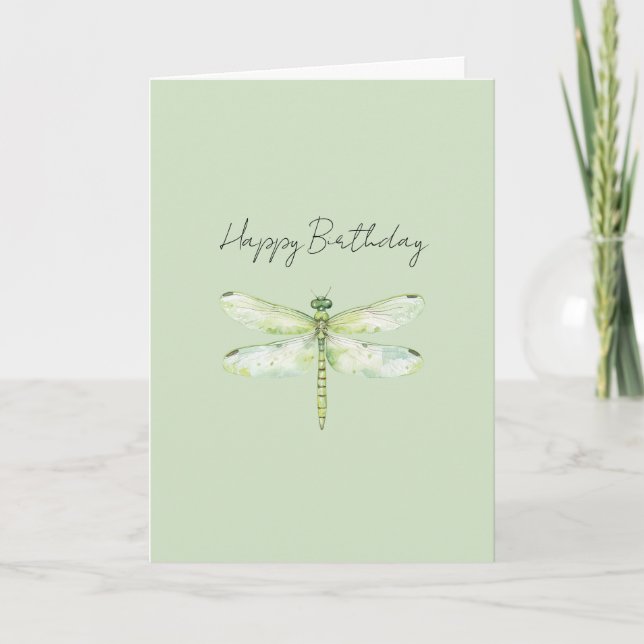 Carte Dragonfly Vert Citron Anniversaire (Devant)
