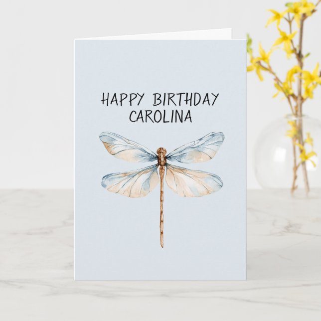 Carte Dragonflye Anniversaire Rêve Blanc Bleu (Fleur jaune)