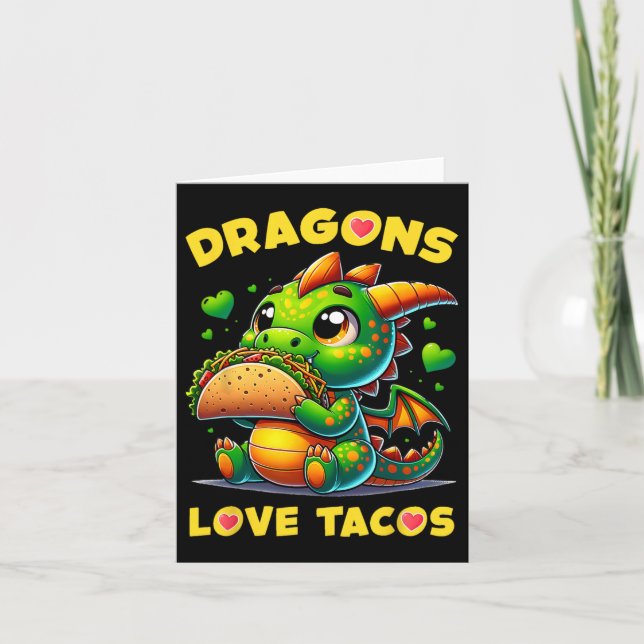 Carte Dragons Aimer Tacos Cute Cinco De Mayo Cuisine mex (Devant)