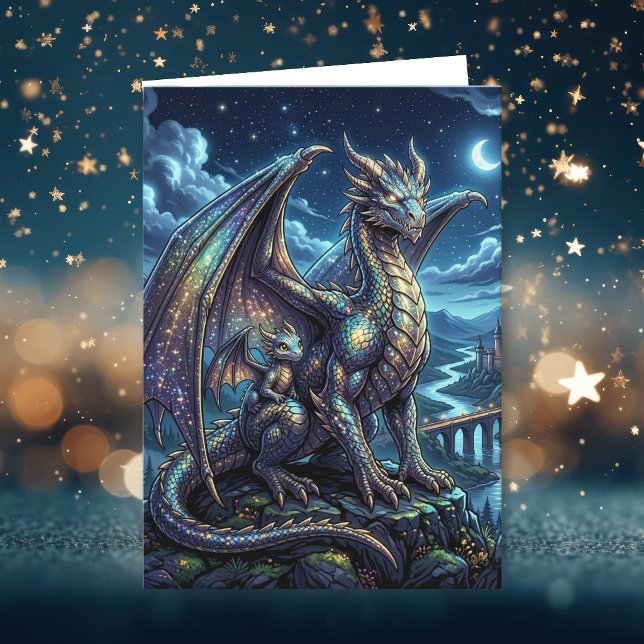 Carte Dragons Célestes au Clair de Lune | Bonne Fête des (Créateur téléchargé)