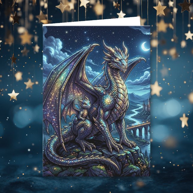Carte Dragons Célestes au Clair de Lune | Joyeux Anniver (Créateur téléchargé)