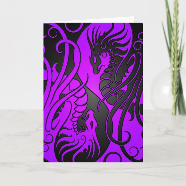 Carte Dragons de Yin Yang de vol - pourpre et noir (Devant)