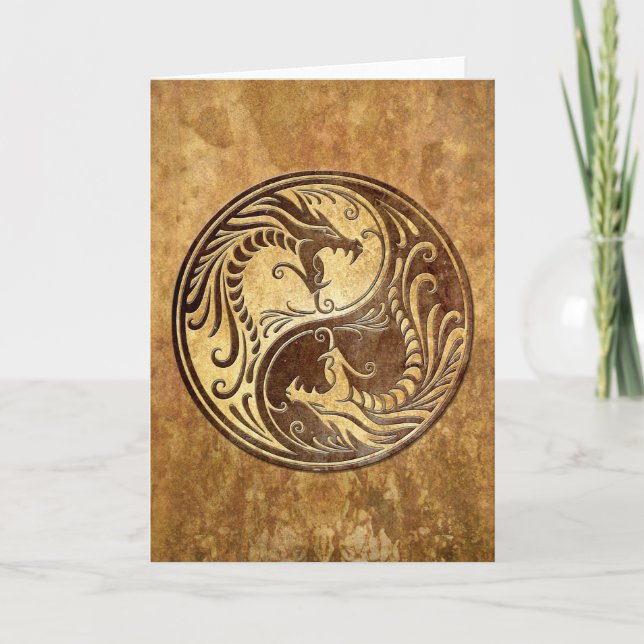 Carte Dragons en pierre de Yin Yang (Devant)