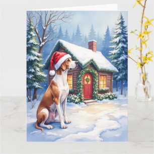 Carte Drame danois Cabane enneigée Chapeau de Père Noël 