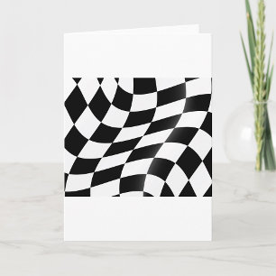 Carte Drapeau à carreaux noir et blanc ondulé de course