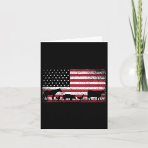 Carte Drapeau américain 4 juillet Cheval de poulet Cow C