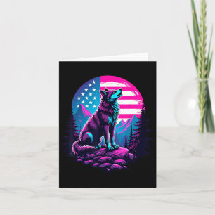 Carte Drapeau américain 4 juillet hurlant loup sous l'US
