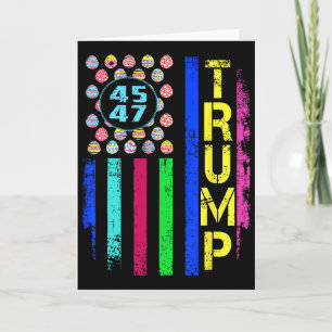 Carte Drapeau américain avec des œufs drôle Trump 45 47