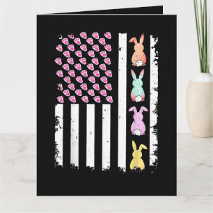Carte Drapeau américain avec lapin pour le jour de Pâque