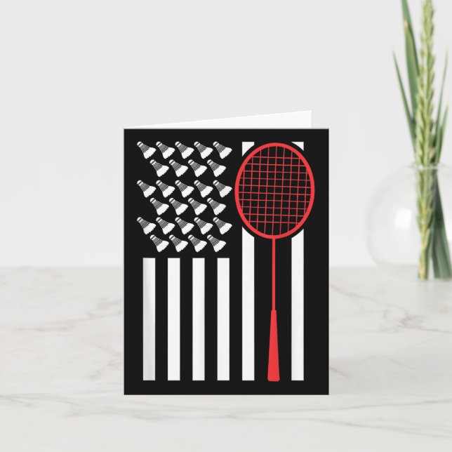 Carte Drapeau Américain Avec Navettes Drôle Badminton T  (Devant)