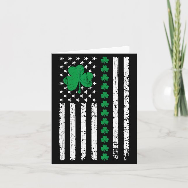 Carte Drapeau américain avec trèfles pour la saint patri (Devant)