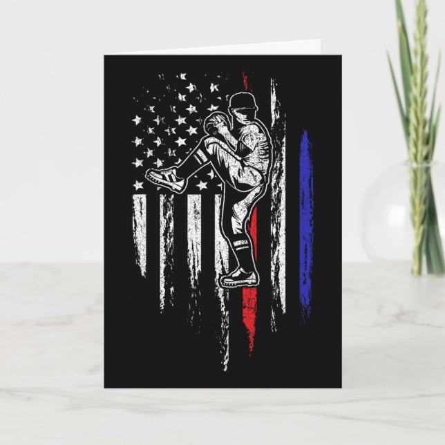 Carte Drapeau Américain Baseball Lanceur Usa Lancement 4 (Devant)