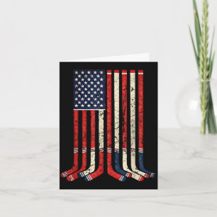 Carte Drapeau américain bâtons de hockey joueur de hocke