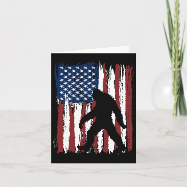 Carte Drapeau américain Bigfoot Drôle 4 juillet Patrioti (Devant)