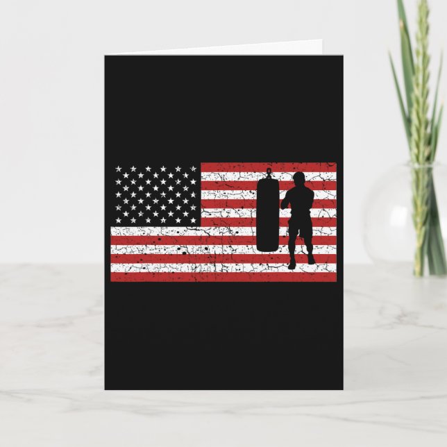 Carte Drapeau Américain Boxe Boxe Cadeau Hommes Femmes  (Devant)