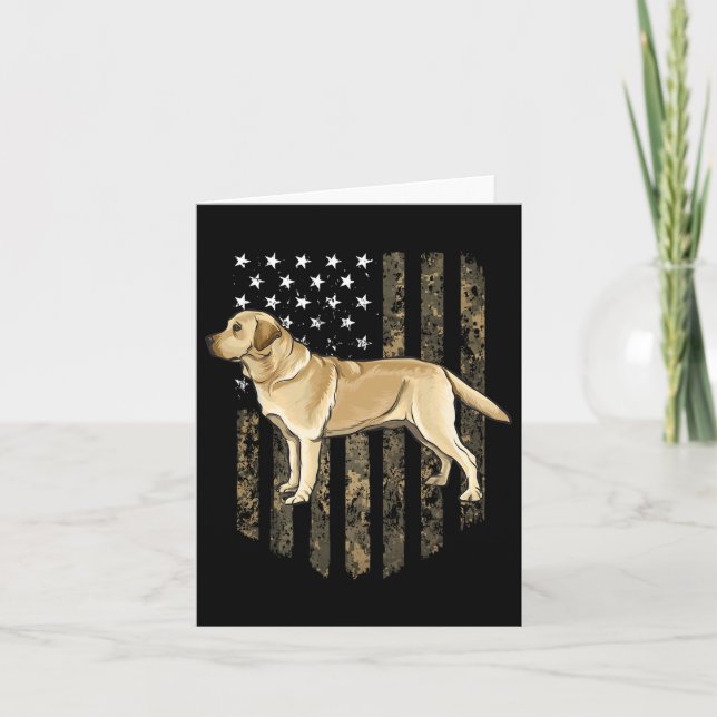 Carte Drapeau américain camouflage Labrador Retriever ja (Devant)