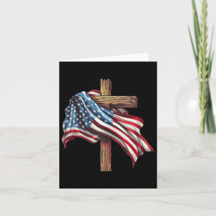 Carte Drapeau américain Christian Cross Jesus 4 juillet