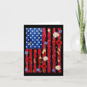 Carte Drapeau américain Coquette Floral 4 juillet Femmes