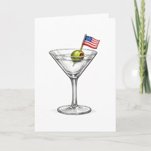 Carte Drapeau américain d'anniversaire dans un cocktail