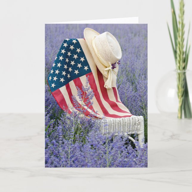 Carte Drapeau américain d'anniversaire et chapeau (Devant)