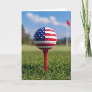 Carte Drapeau américain d'anniversaire sur une balle de