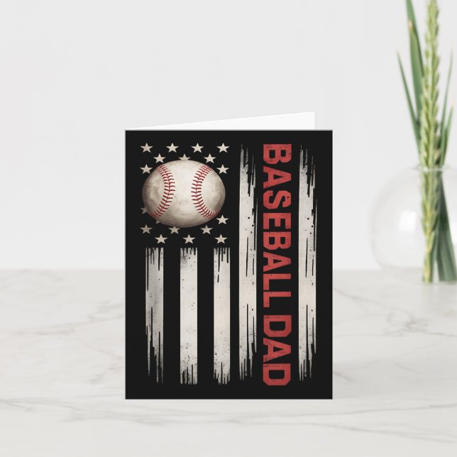 Carte Drapeau américain de baseball papa Fête des pères  (Devant)