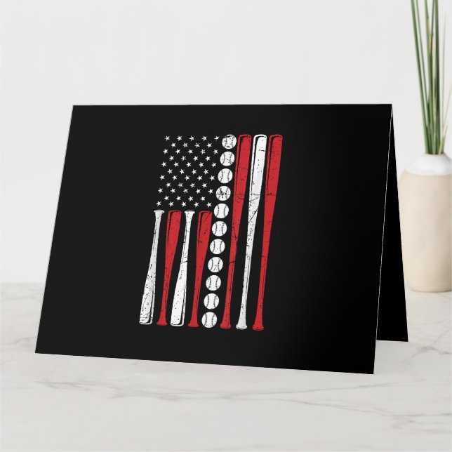 Carte Drapeau américain de baseball Vintage 4 juillet (Devant)