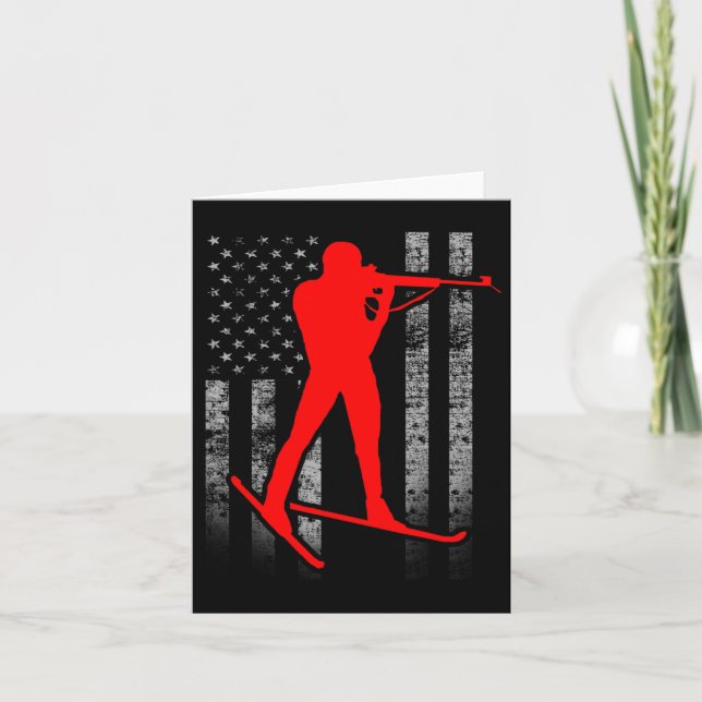 Carte Drapeau américain de biathlon - Drapeau de biathlè (Devant)