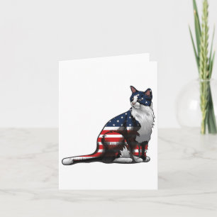 Carte Drapeau américain de chat 4 juillet mignonne patri