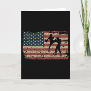 Carte Drapeau américain de karaté Cadeau fier Mma Takewa