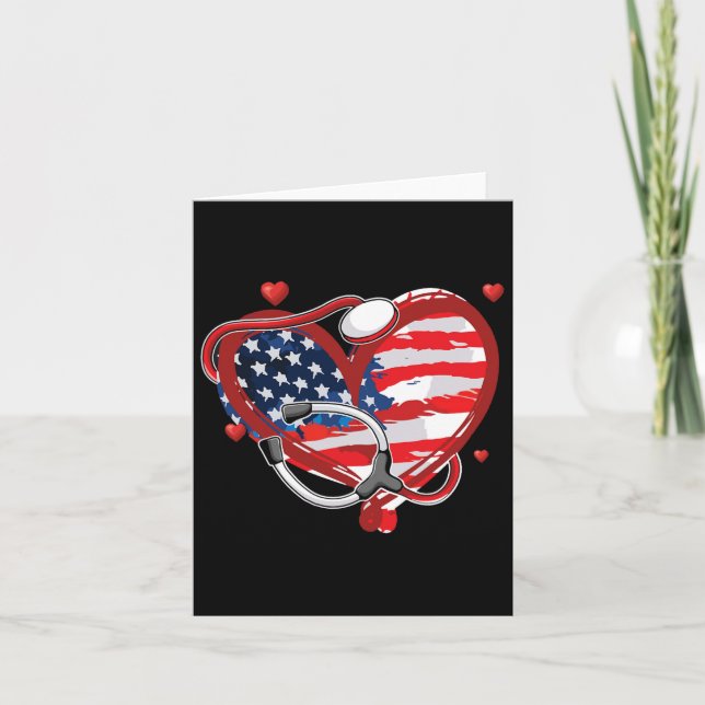 Carte Drapeau américain de l'infirmière 4 juillet patrio (Devant)